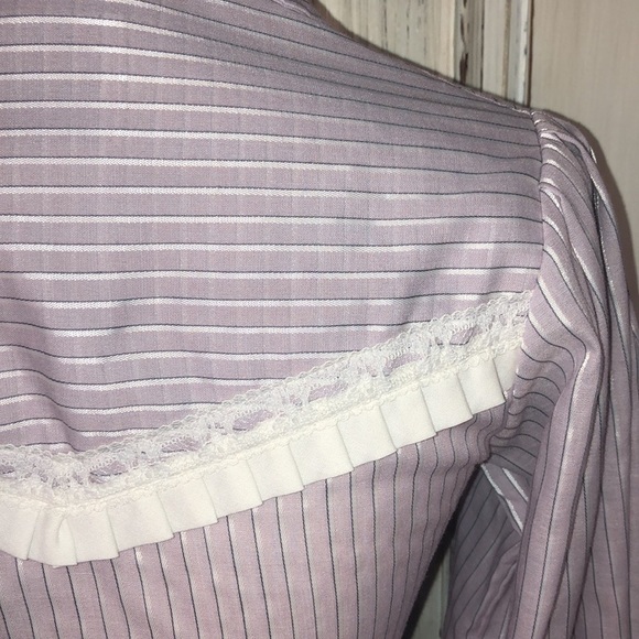 Millie Sweet VINTAGE Lavender Stripe Western Riding Button Down Blouse Size 5/6 - Picture 10 of 13